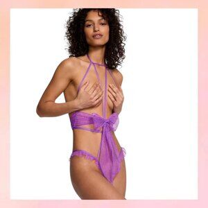 Victoria's Secret Very Sexy Purple Mesh Teddy - Sheer Bow Lingerie - Large